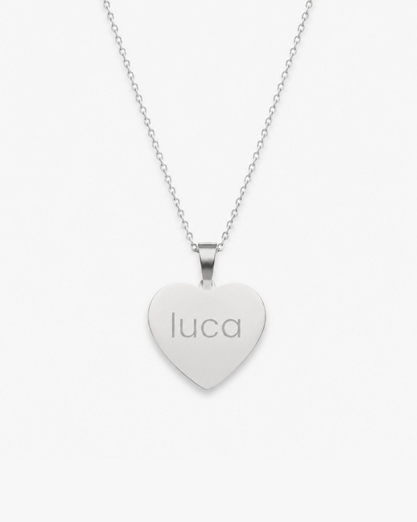 37202295_Ketting hart hanger met tekst - zilver