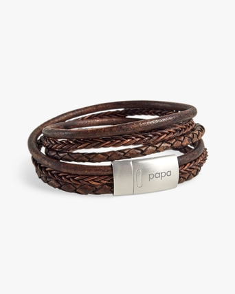 37202330_Luxe leren armband M - bruin - dubbel_